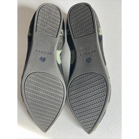 Rothy's Womens Size 6.5 The Point Olive Camo Knit Pointy Toe Ballet Flats green - Picture 5 of 7